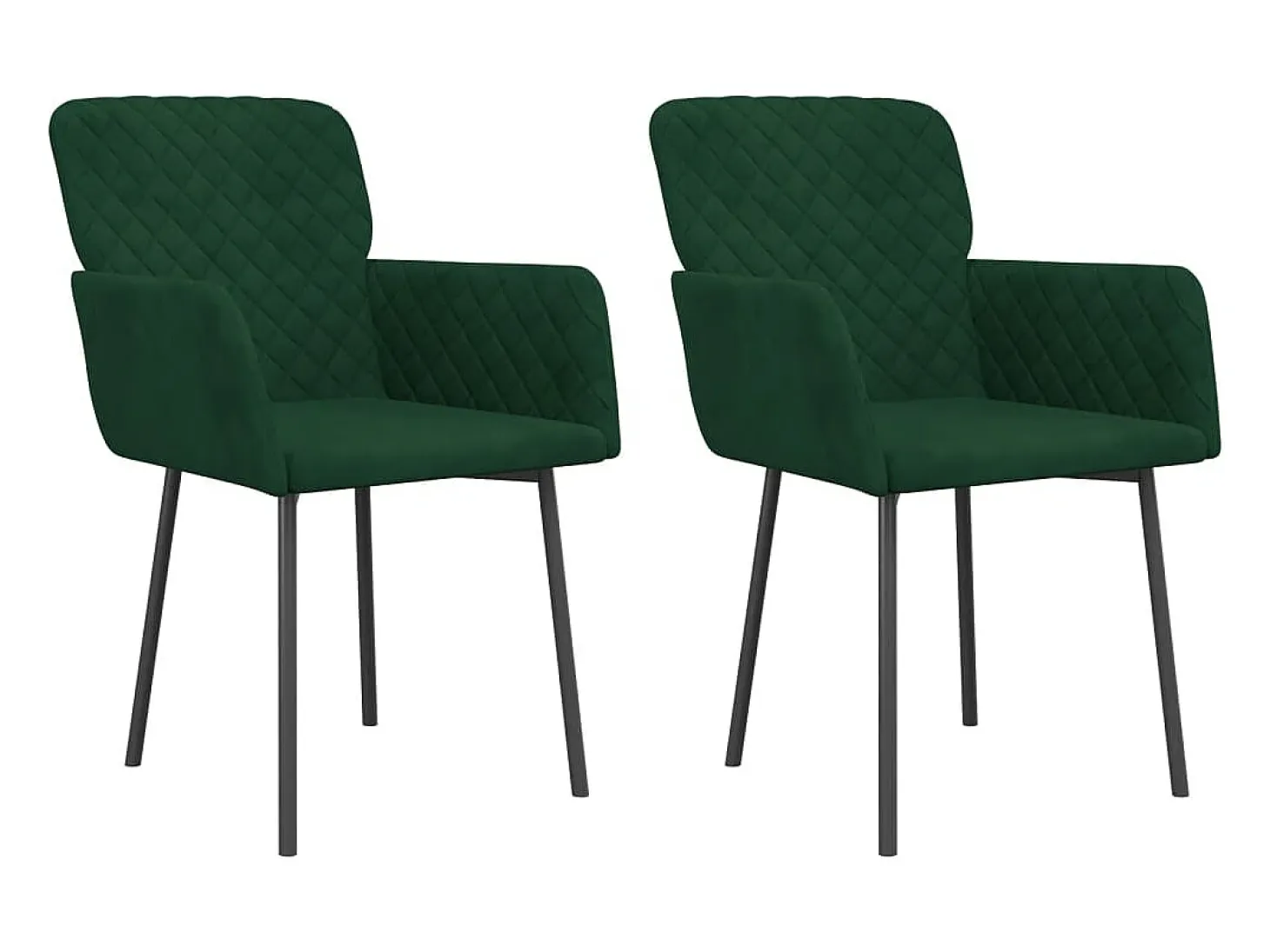 Juego de 2 sillas de comedor de terciopelo verde oscuro