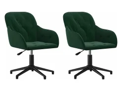 Juego de 2 Sillas de comedor giratorias terciopelo verde oscuro ES607266