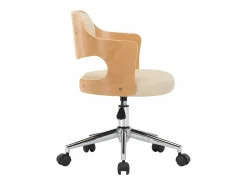 Juego de 2 Sillas de comedor giratorias madera curvada cuero crema ES259281