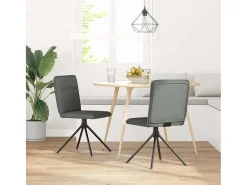 Juego de 2 sillas de comedor de tela gris oscuro