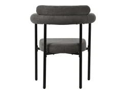 Juego de 2 sillas de comedor con respaldo en aro y reposabrazos - tejido de felpa gris oscuro