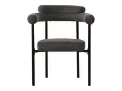 Juego de 2 sillas de comedor con respaldo en aro y reposabrazos - tejido de felpa gris oscuro