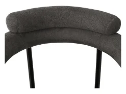 Juego de 2 sillas de comedor con respaldo en aro y reposabrazos - tejido de felpa gris oscuro