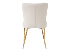 Juego de 6 sillas de comedor de terciopelo beige con patas de metal dorado y soporte lumbar (74 x 58 x 48 cm)