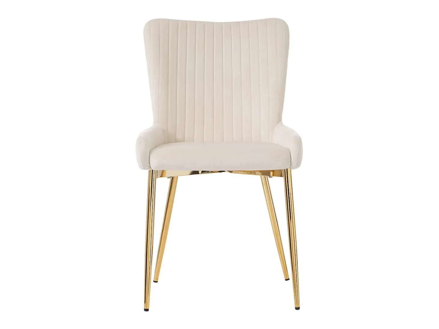 Juego de 6 sillas de comedor de terciopelo beige con patas de metal dorado y soporte lumbar (74 x 58 x 48 cm)