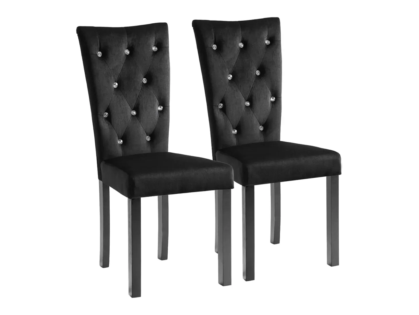 Juego de 2 sillas de comedor de terciopelo negro