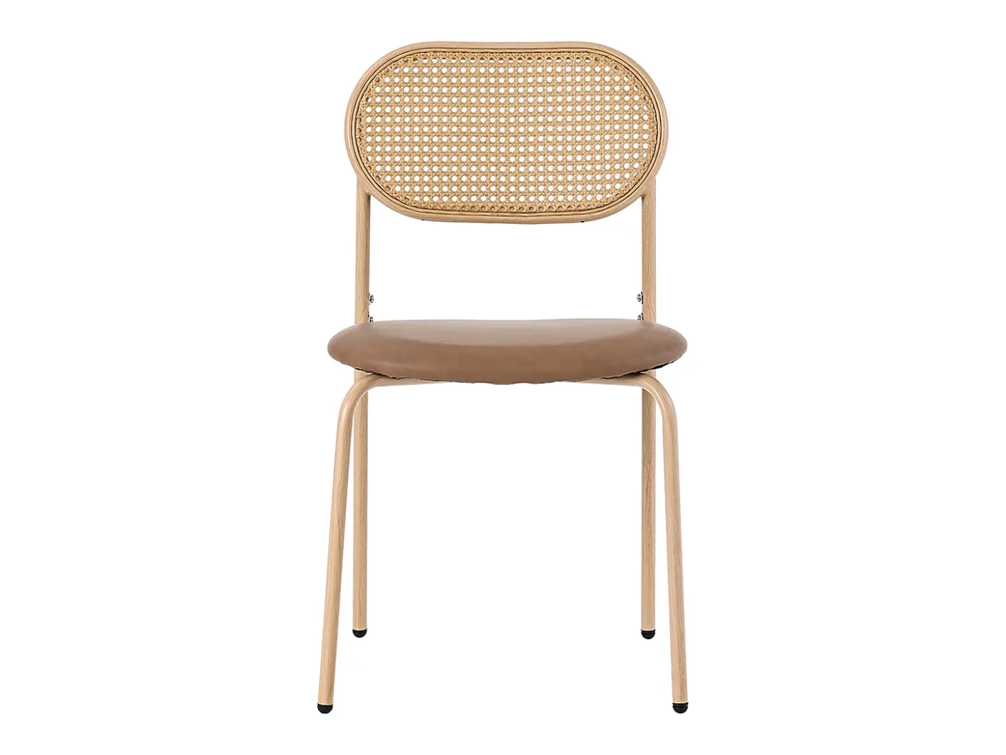 Juego de 4 sillas de comedor de ratán, polipiel (PU) y metal – marrón