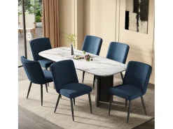 Juego de 4 sillas de comedor - 63 x 48 x 85 cm - para comedores/salones/cafeterías - Estilo moderno - terciopelo - azul oscuro