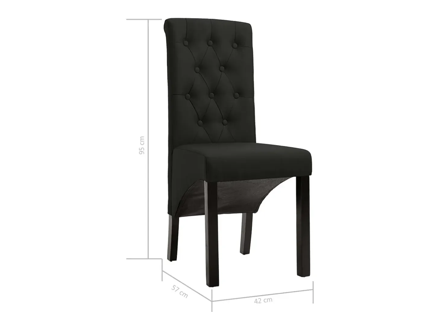 Juego de 2 sillas de comedor de tela negra
