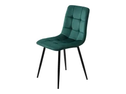 Juego de 4 sillas de comedor - Sillas con respaldo acolchado y patas de metal - terciopelo verde