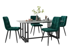 Juego de 4 sillas de comedor - Sillas con respaldo acolchado y patas de metal - terciopelo verde