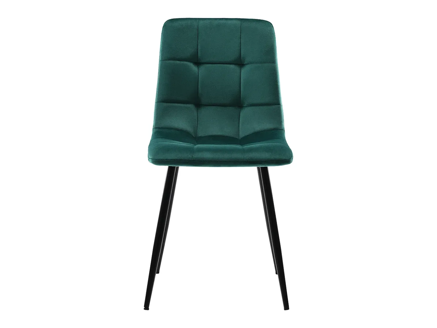 Juego de 4 sillas de comedor - Sillas con respaldo acolchado y patas de metal - terciopelo verde