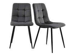 Juego de 4 sillas de comedor modernas tapizadas con respaldo - terciopelo - para comedor, sala de estar - gris