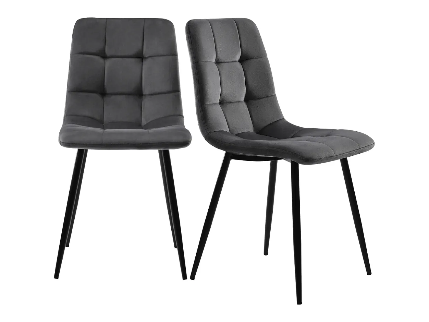 Juego de 4 sillas de comedor modernas tapizadas con respaldo - terciopelo - para comedor, sala de estar - gris