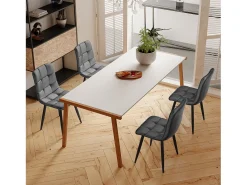 Juego de 4 sillas de comedor modernas tapizadas con respaldo - terciopelo - para comedor, sala de estar - gris
