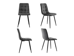 Juego de 4 sillas de comedor modernas tapizadas con respaldo - terciopelo - para comedor, sala de estar - gris