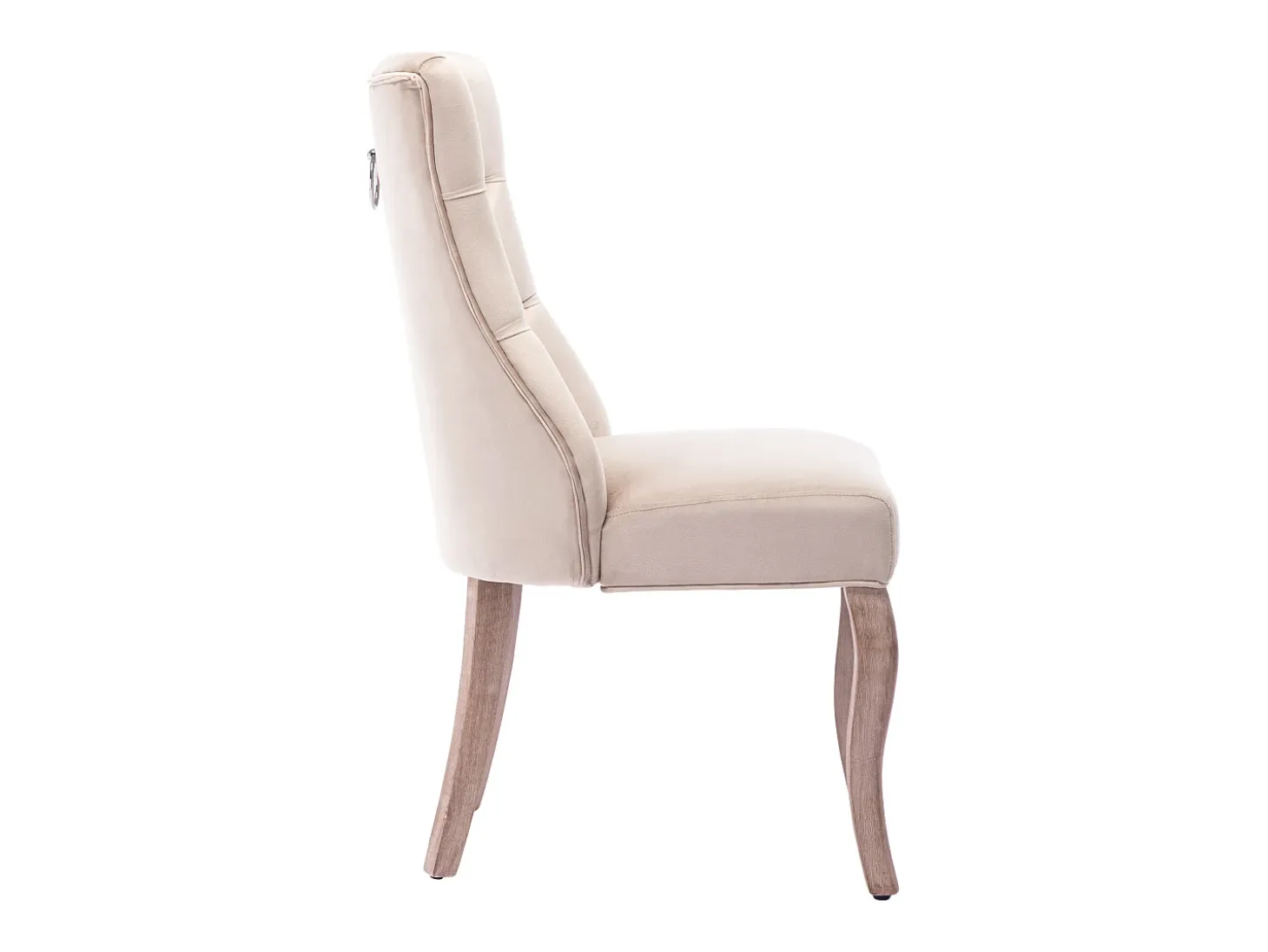 Juego de 6 sillas de comedor - Terciopelo y madera maciza - Respaldo con diseño de rombos - Beige