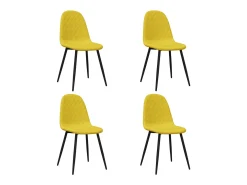 Juego de 4 sillas de comedor de terciopelo amarillo mostaza
