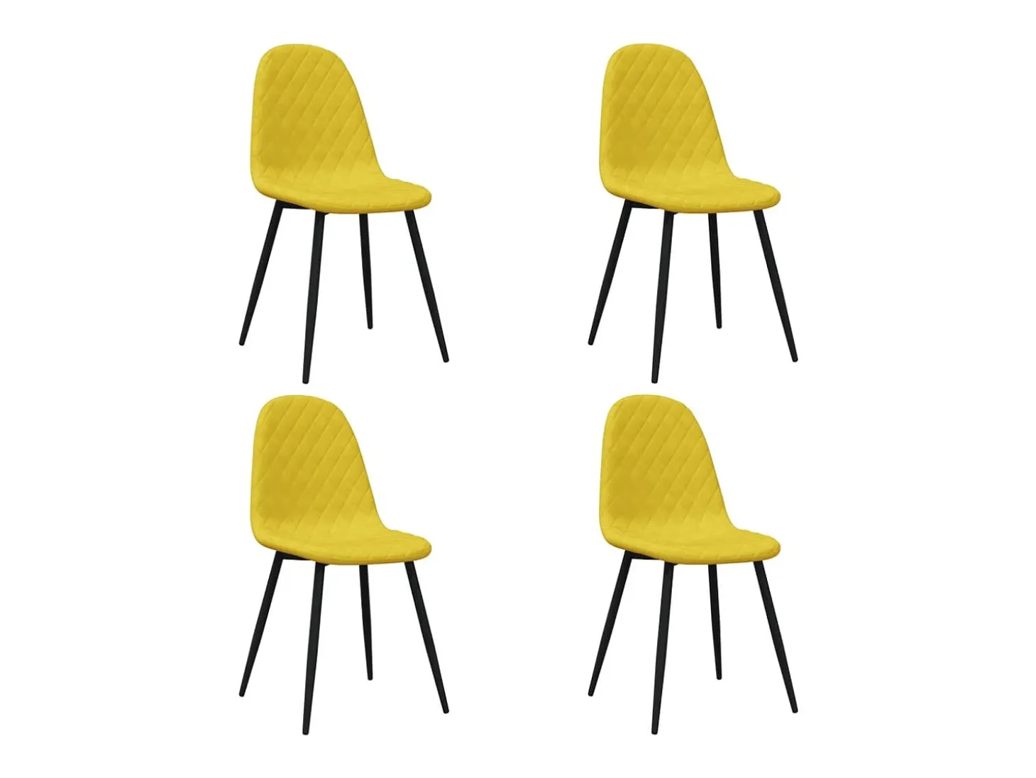 Juego de 4 sillas de comedor de terciopelo amarillo mostaza