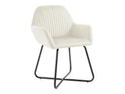 Juego de 2 sillas de comedor de terciopelo crema