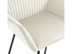 Juego de 2 sillas de comedor de terciopelo crema