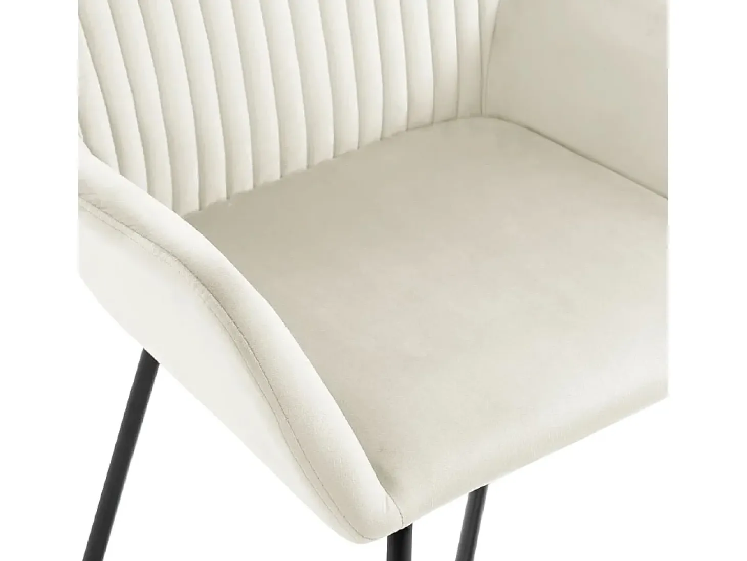 Juego de 2 sillas de comedor de terciopelo crema