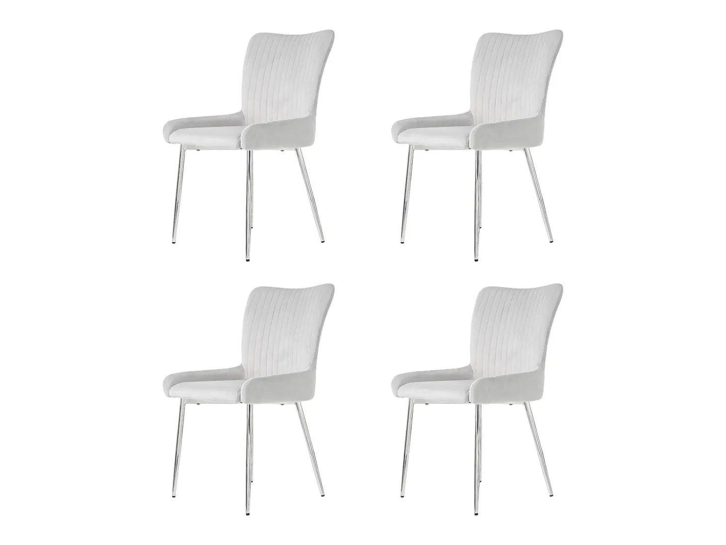Juego de 4 sillas de comedor - terciopelo gris - con respaldo y patas de metal - para sala y comedor