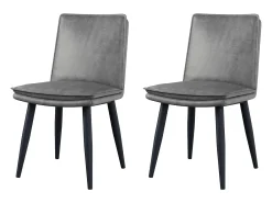Juego de 2 sillas de comedor, PU gris, con asientos acolchados de doble capa - para comedores y salas de estar