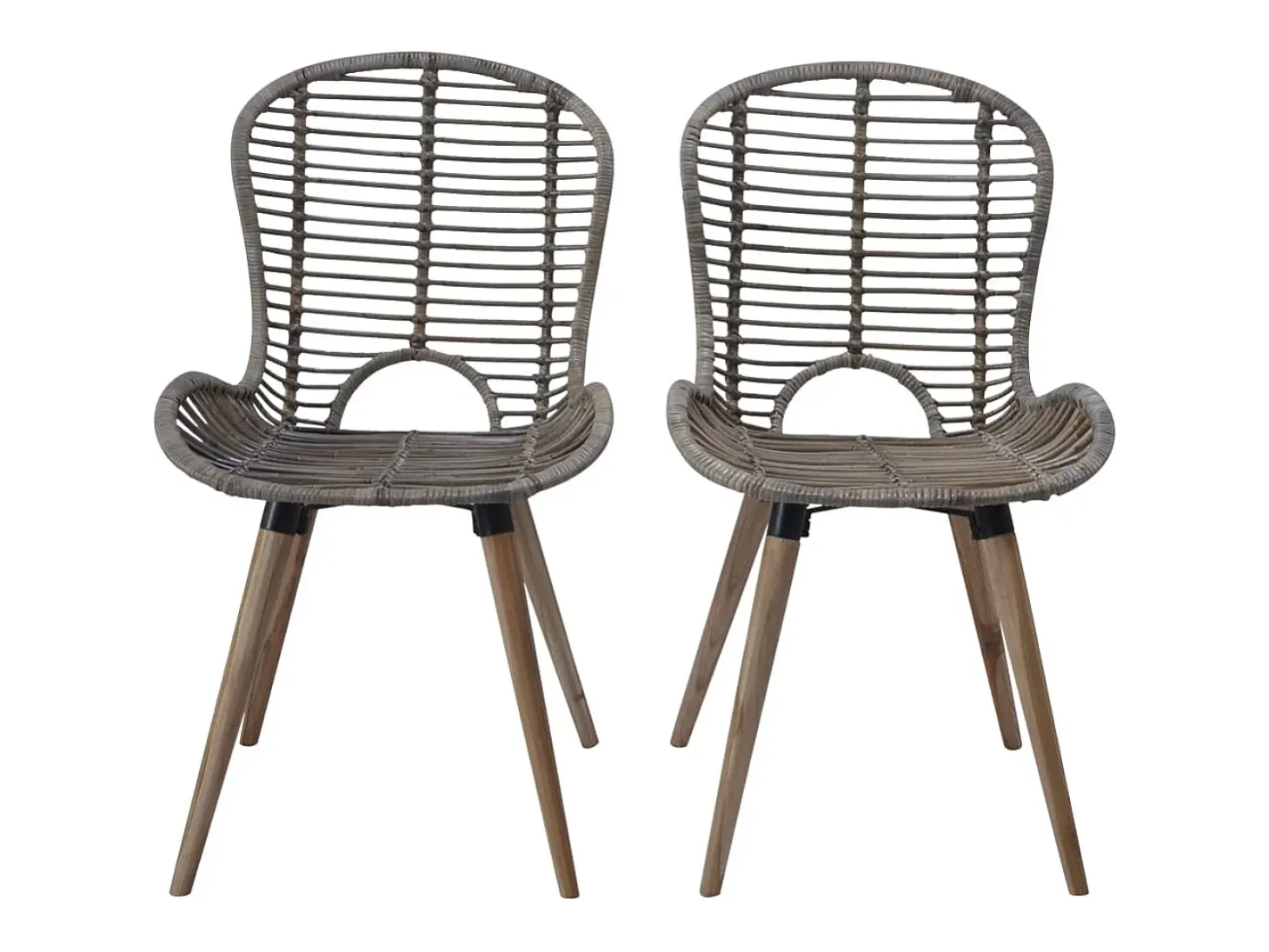 Juego de 2 sillas de comedor de ratán natural marrón
