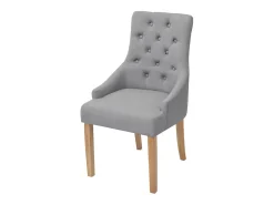 Juego de 2 sillas de comedor de tela gris claro