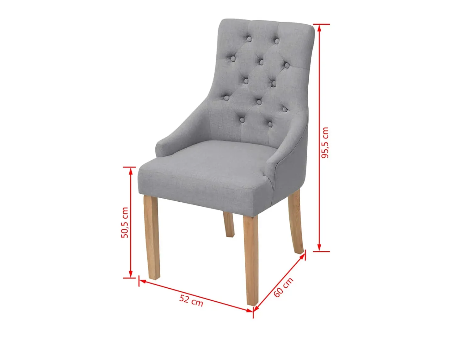 Juego de 2 sillas de comedor de tela gris claro