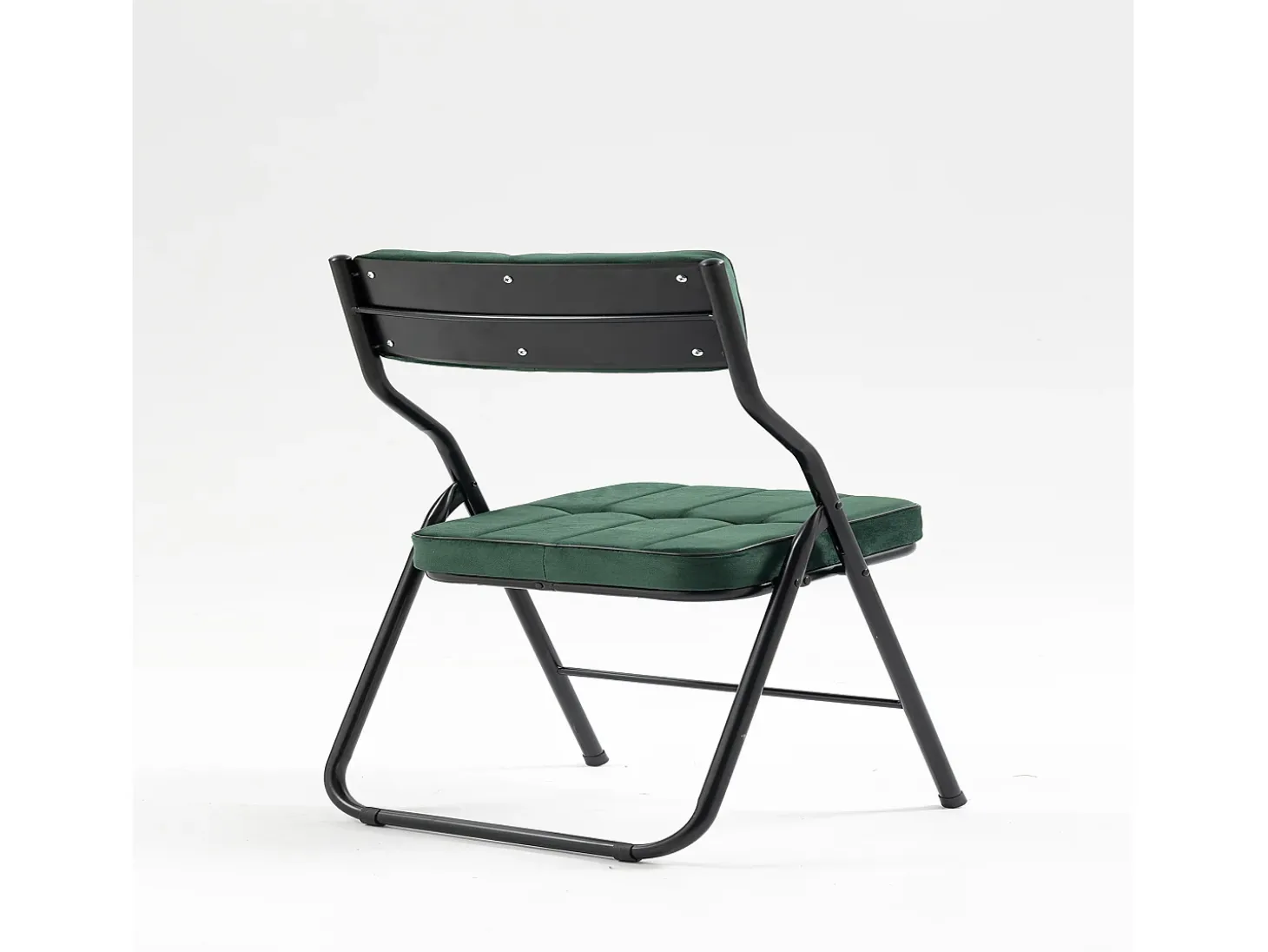 Juego de 2 sillas de comedor - Silla plegable con respaldo - terciopelo verde