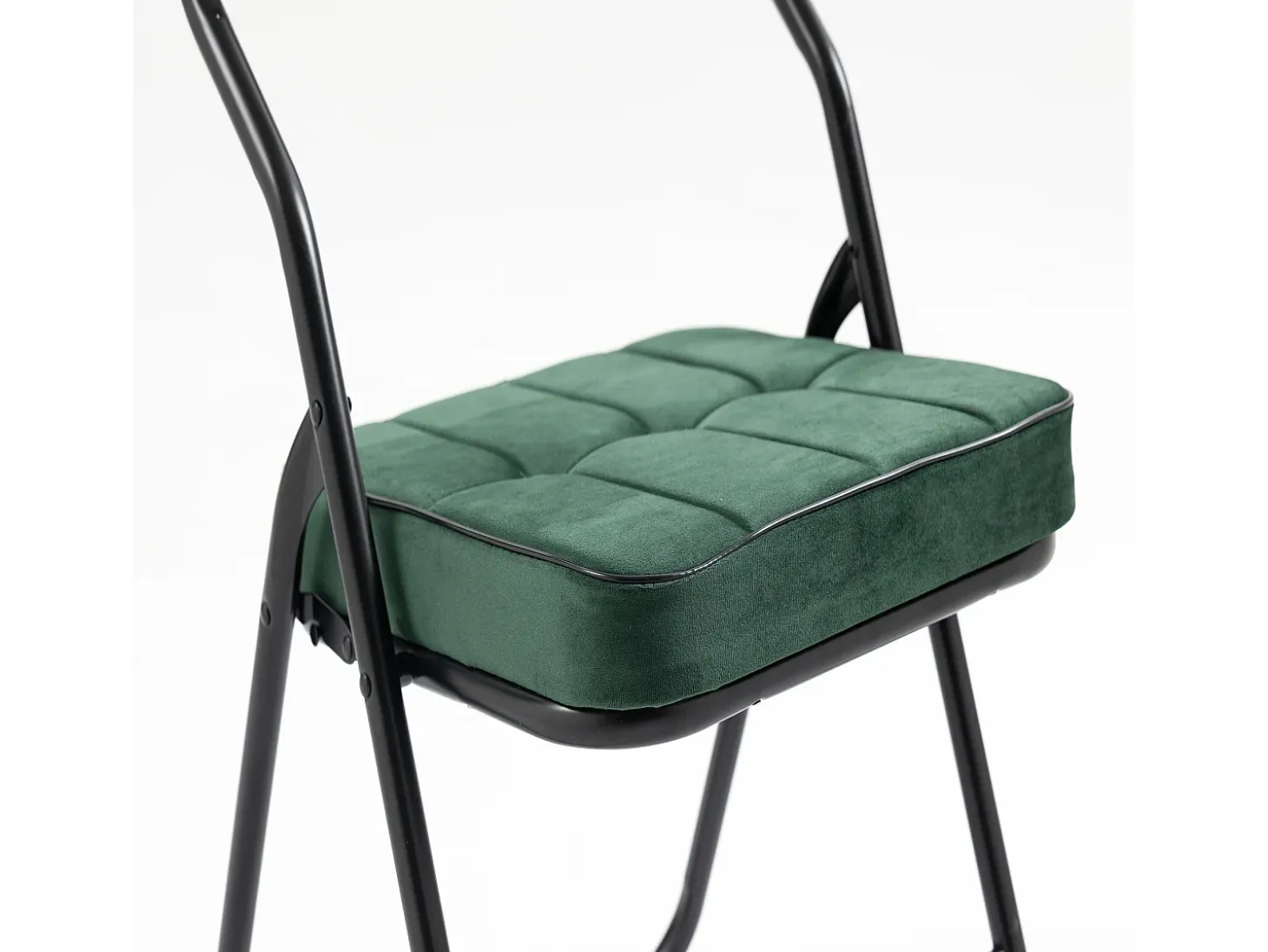 Juego de 2 sillas de comedor - Silla plegable con respaldo - terciopelo verde