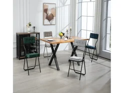 Juego de 2 sillas de comedor - Silla plegable con respaldo - terciopelo verde