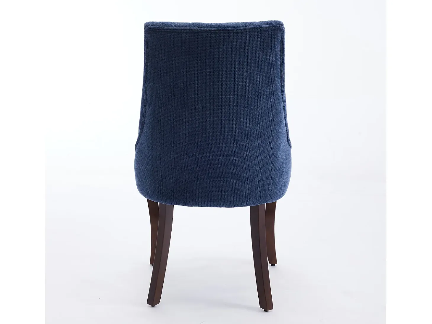 Juego de 2 sillas de comedor - Sillas con patas curvas de madera maciza y respaldo tapizado - chenilla azul