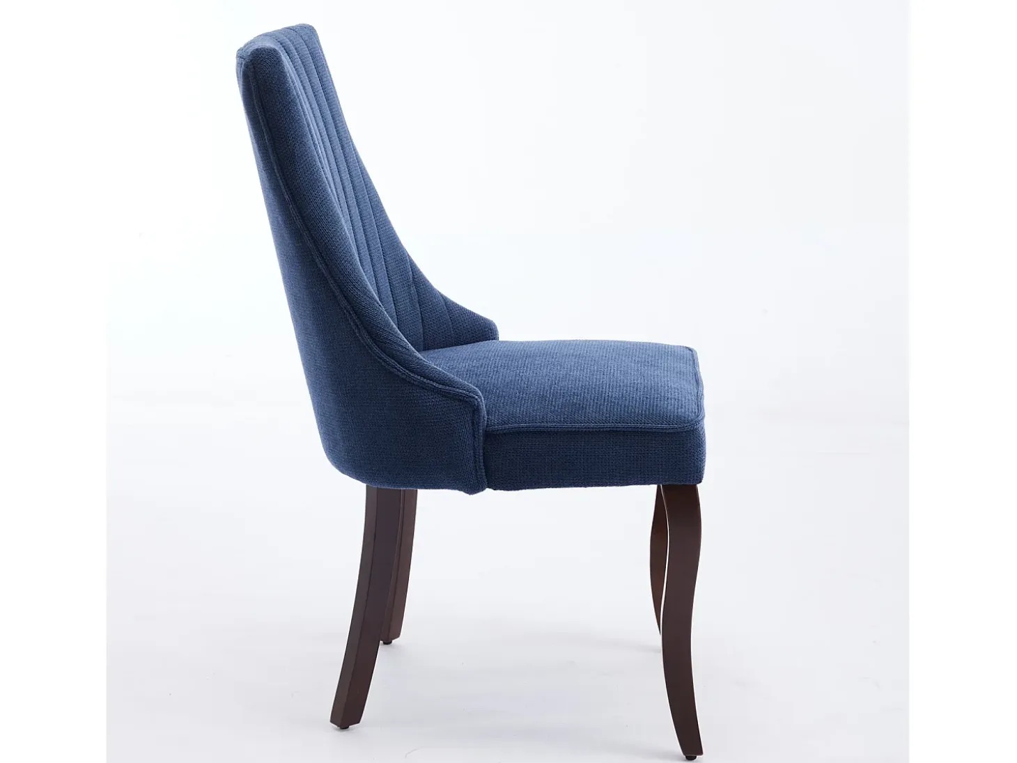 Juego de 2 sillas de comedor - Sillas con patas curvas de madera maciza y respaldo tapizado - chenilla azul