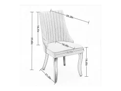 Juego de 2 sillas de comedor - Sillas con patas curvas de madera maciza y respaldo tapizado - chenilla azul