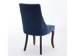 Juego de 2 sillas de comedor - Sillas con patas curvas de madera maciza y respaldo tapizado - chenilla azul