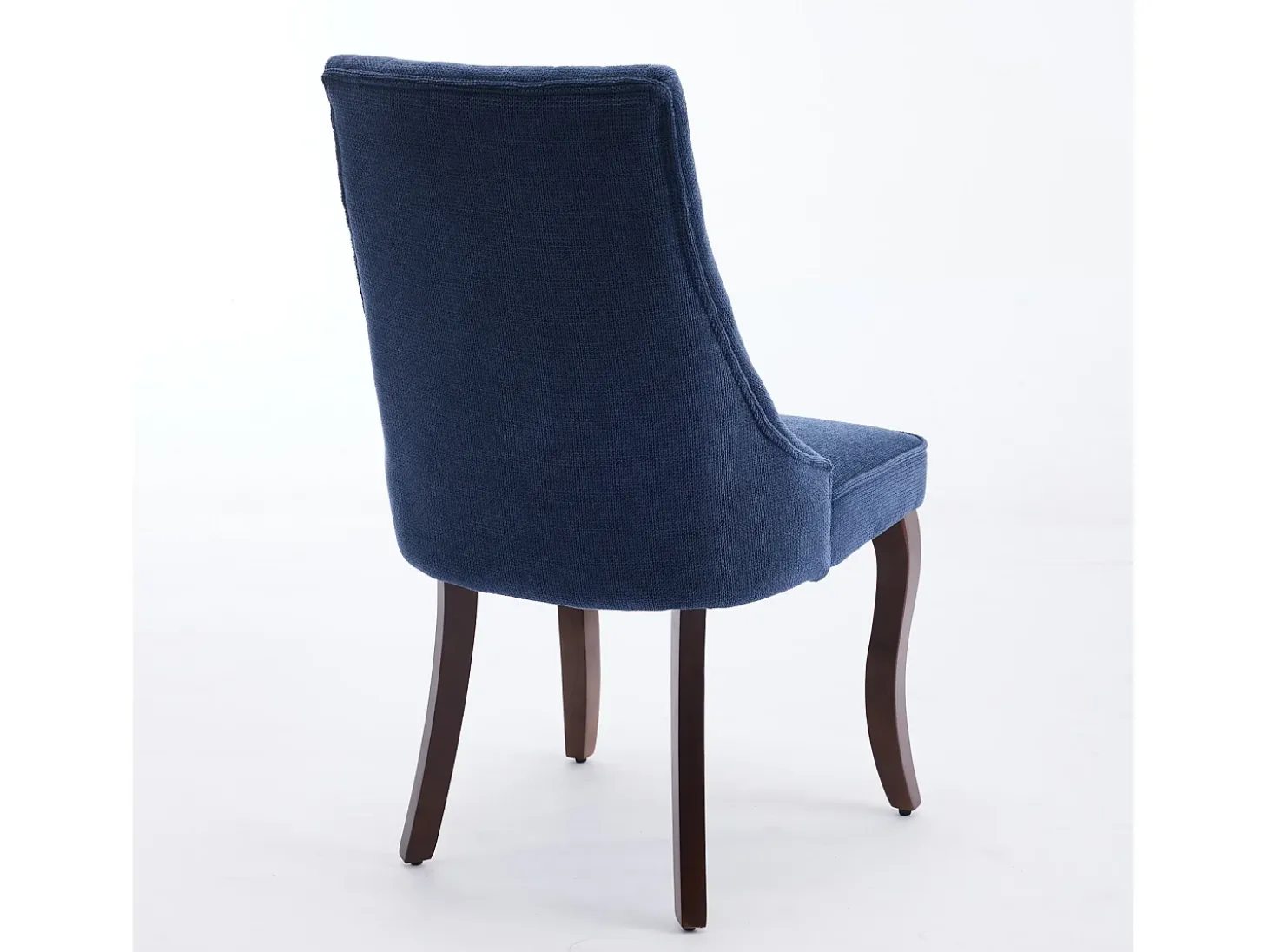 Juego de 2 sillas de comedor - Sillas con patas curvas de madera maciza y respaldo tapizado - chenilla azul