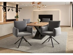 Juego de 2 sillas de comedor - 60 x 60 x 88 cm - sillas tapizadas - giratorias 360° - terciopelo - gris
