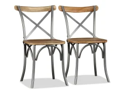 Juego de 4 sillas de comedor de madera maciza de mango y acero.