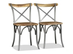 Juego de 4 sillas de comedor de madera maciza de mango y acero.