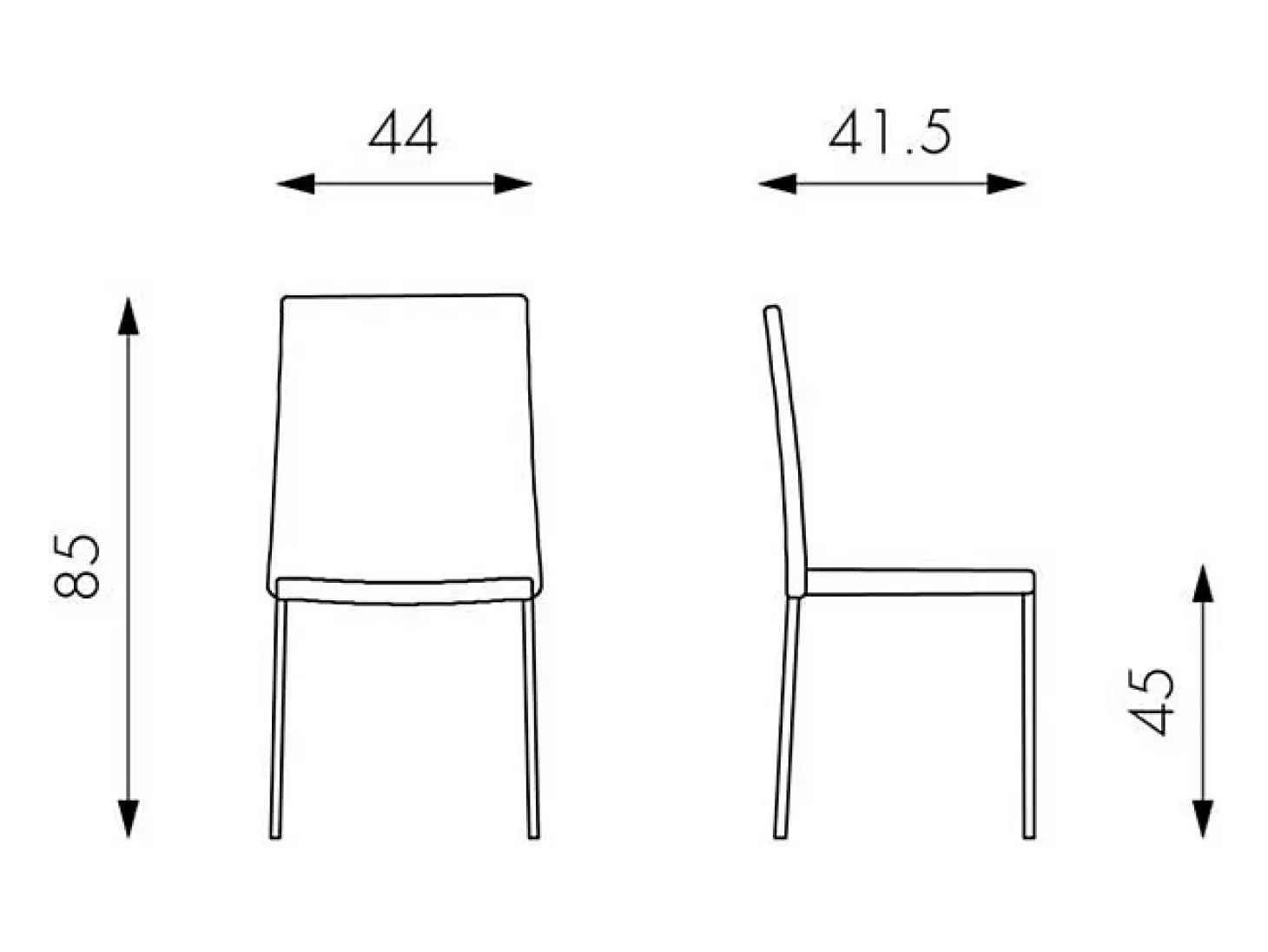 Juego de 4 sillas de comedor apilables "Camelia" tapizadas en piel sintética marrón y beige con patas de metal pintado