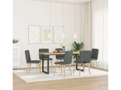 Juego de 6 sillas de comedor de tela gris oscuro