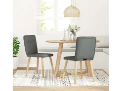 Juego de 2 sillas de comedor de tela gris oscuro