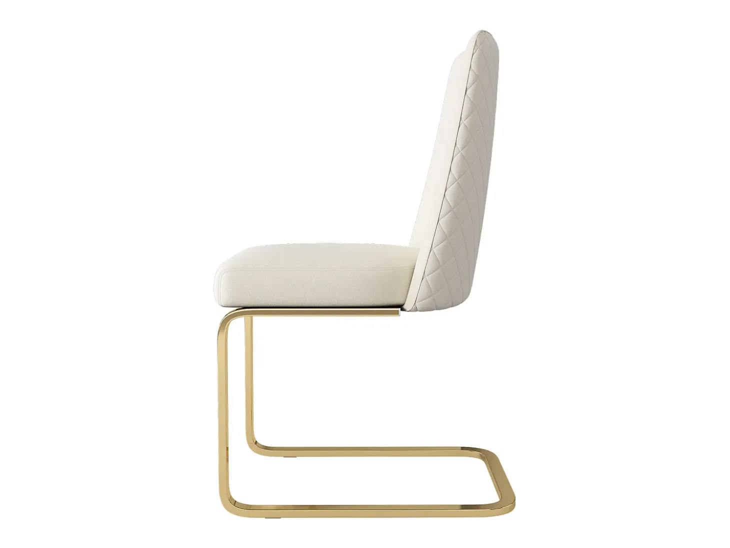 Juego de 4 sillas de comedor - terciopelo beige - con respaldo acolchado y patas de metal dorado