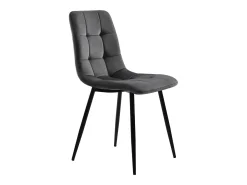 Juego de 4 sillas de comedor, gris, asiento de terciopelo, respaldo cómodo, estructura de metal.