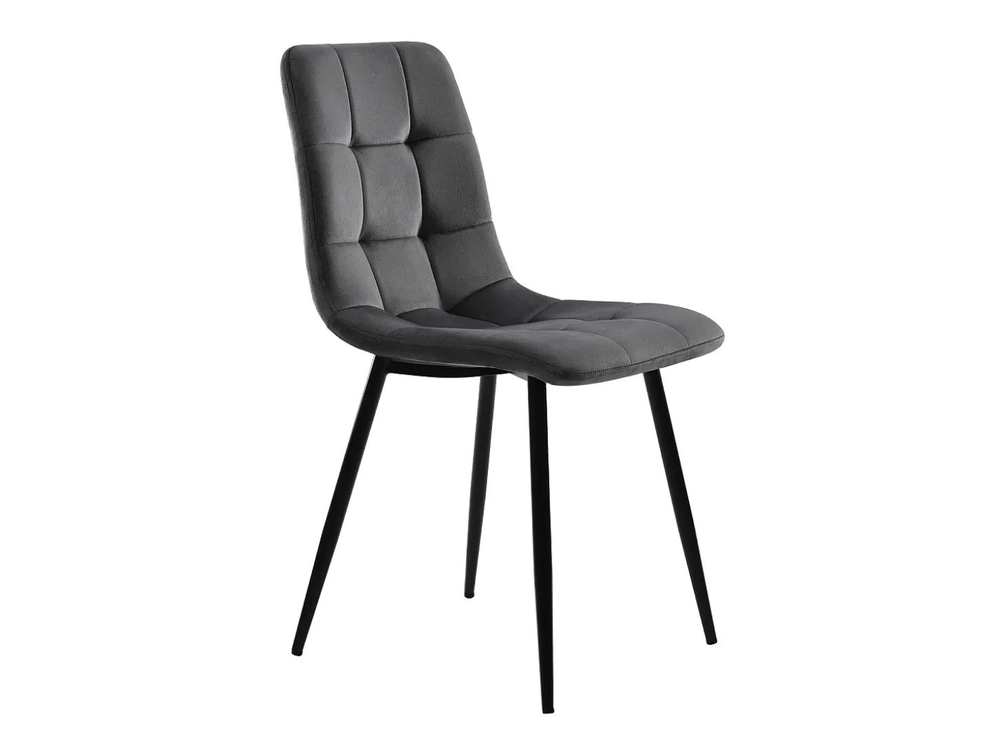 Juego de 4 sillas de comedor, gris, asiento de terciopelo, respaldo cómodo, estructura de metal.