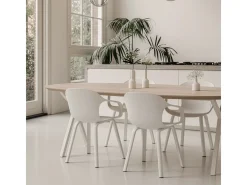 Juego de 4 sillas de comedor con diseño contemporáneo Corto - Blanco