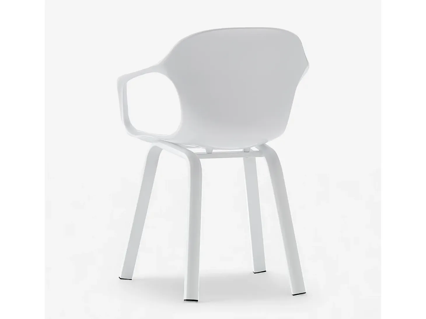 Juego de 4 sillas de comedor con diseño contemporáneo Corto - Blanco